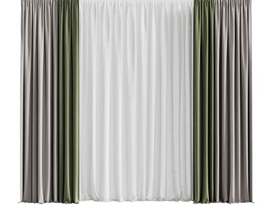 现代撞色窗帘窗纱