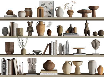 侘寂风隔板装饰品摆件组合