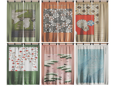 日式布艺双扇门帘