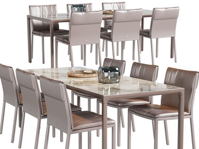 新中式长方形餐桌椅组合