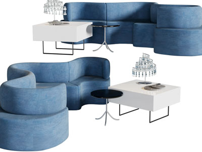 现代异形沙发、茶几