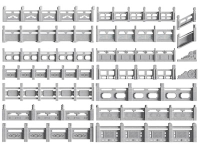 新中式石雕护栏、栏杆、围栏3d模型 新中式石雕护栏、栏杆、围栏