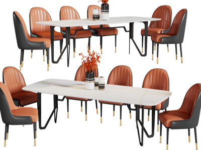 现代大理石餐桌椅组合