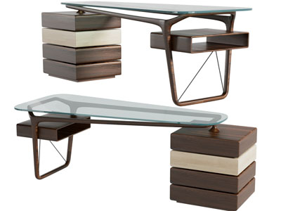 现代玻璃台面书桌