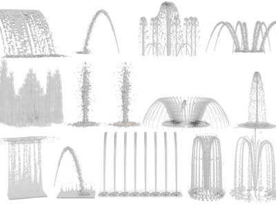 现代不同造的喷泉水景