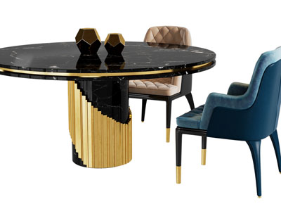 现代圆形餐桌椅组合