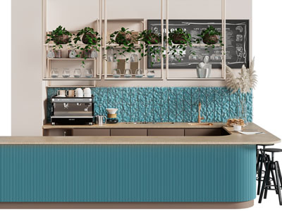 现代轻奢咖啡店吧台