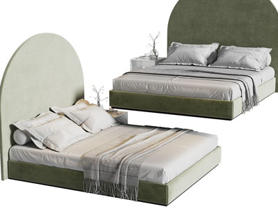 现代半圆形床头双人床