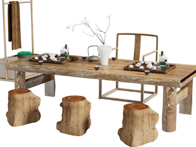 新中式实木根雕茶桌椅组合