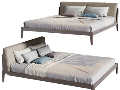 现代布艺床头双人床