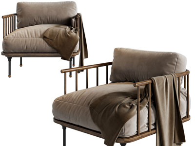 现代实木边框的休闲沙发3d模型 现代实木边框的休闲沙发