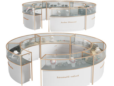 现代轻奢圆形玻璃珠宝首饰展柜
