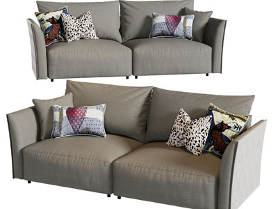 现代布艺双人沙发3d模型 现代布艺双人沙发