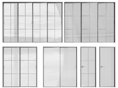 现代玻璃推拉门、平开门