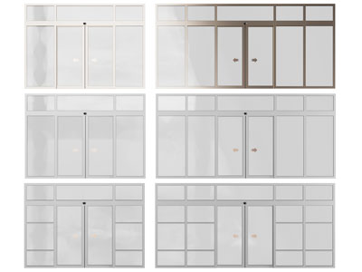 现代办公玻璃双开门、大门