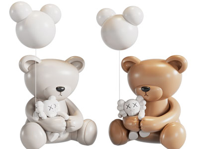 现代玩具熊摆件组合