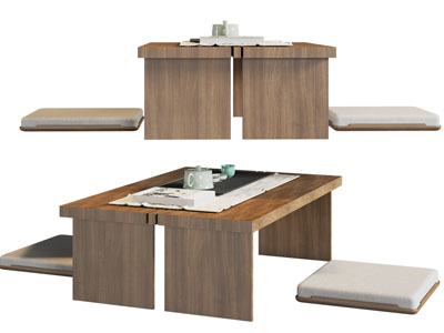 新中式茶桌、坐垫