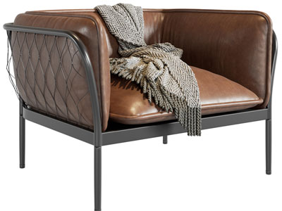 现代棕色皮革单人沙发3d模型 现代棕色皮革单人沙发