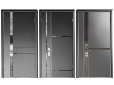 现代带密码锁的入户平开门