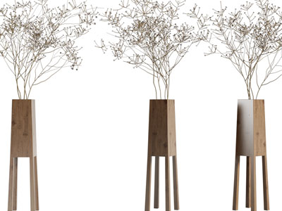 现代实木花盆花架干枝摆件组合