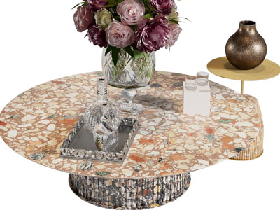 现代大理石圆形茶几