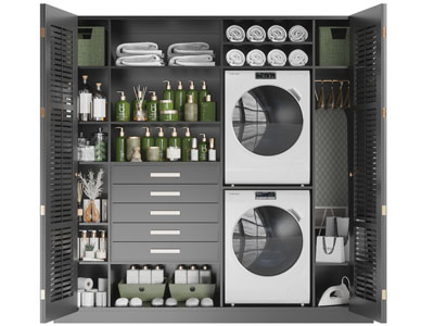 现代阳台洗衣机储物柜