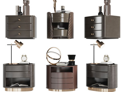 现代床头柜、床头灯