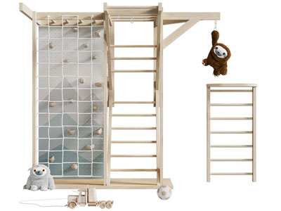 现代儿童室内攀岩墙、攀爬架3d模型 现代儿童室内攀岩墙、攀爬架