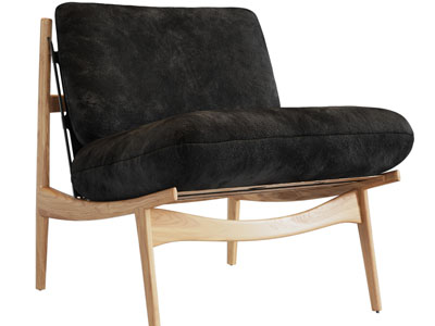 现代实木边框的单人沙发3d模型 现代实木边框的单人沙发