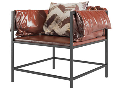 现代皮质坐垫的扶手椅子、休闲椅子