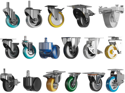 现代不同规格的万向滑轮3d模型 现代不同规格的万向滑轮