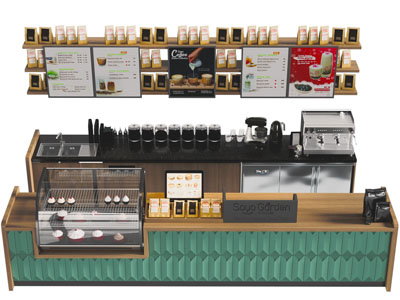 现代咖啡厅吧台、操作台