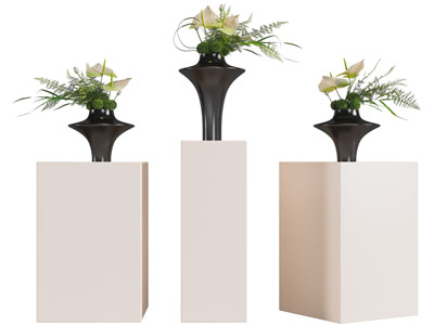 现代黑色陶瓷花瓶花卉