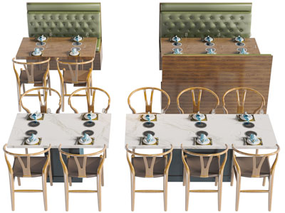 现代饭店火锅店卡座餐桌椅组合