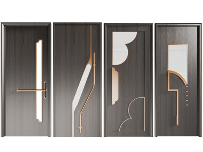 现代轻奢装饰金属的单扇平开门