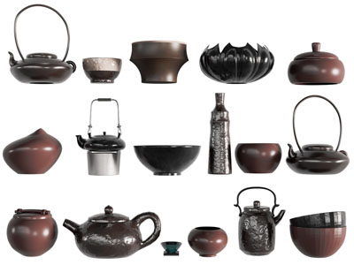 现代不同款式的茶壶