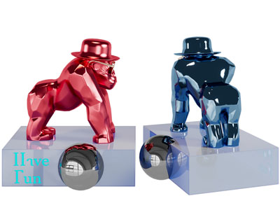 现代玻璃猩猩雕塑摆件