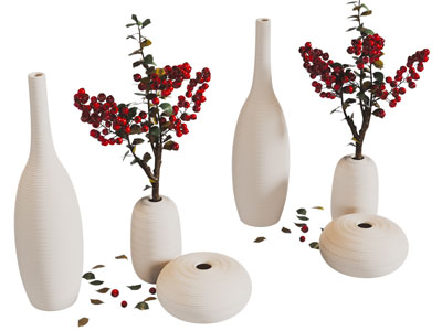 侘寂风陶艺花瓶花卉