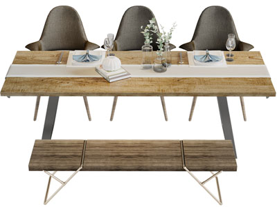 现代长方形餐桌椅组合