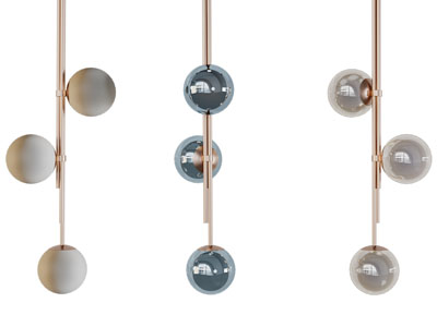 现代轻奢三头球形灯罩吊灯