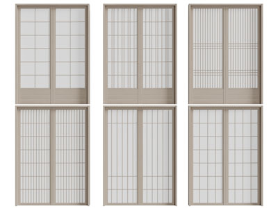 日式实木装饰栅格的推拉门