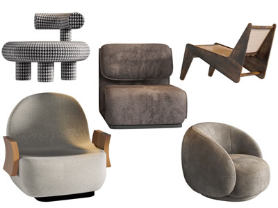 侘寂风单人沙发3d模型 侘寂风单人沙发