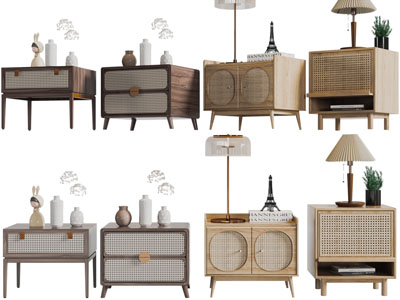 侘寂风实木床头柜