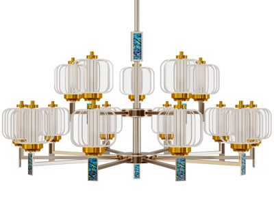 新中式双层多头吊灯