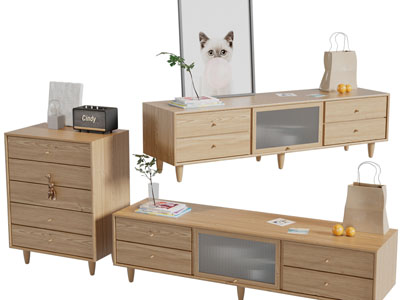 北欧实木电视柜、边柜斗柜