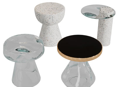 现代圆形边几角几