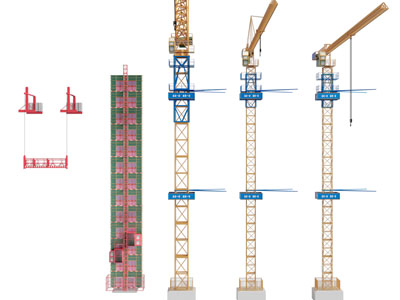 现代工程起重机、升降机、脚手架3d模型 现代工程起重机、升降机、脚手架
