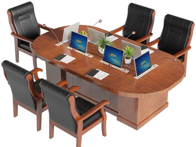 现代实木椭圆形会议桌椅组合3d模型 现代实木椭圆形会议桌椅组合