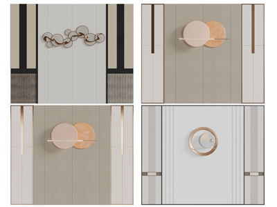 新中式电视背景墙3d模型 新中式电视背景墙