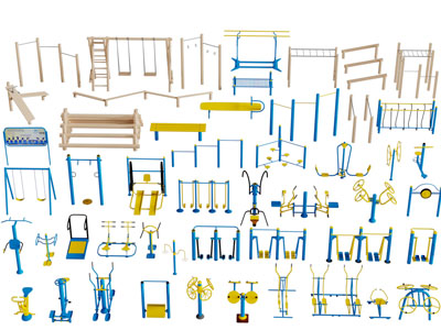 现代社区健身器材3d模型 现代社区健身器材